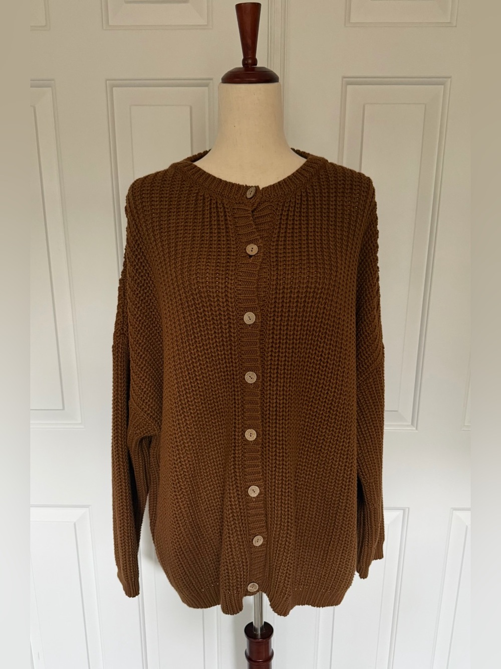 The Simple Folk Organic Cotton Chunky Knit Cardigan Brown US 12